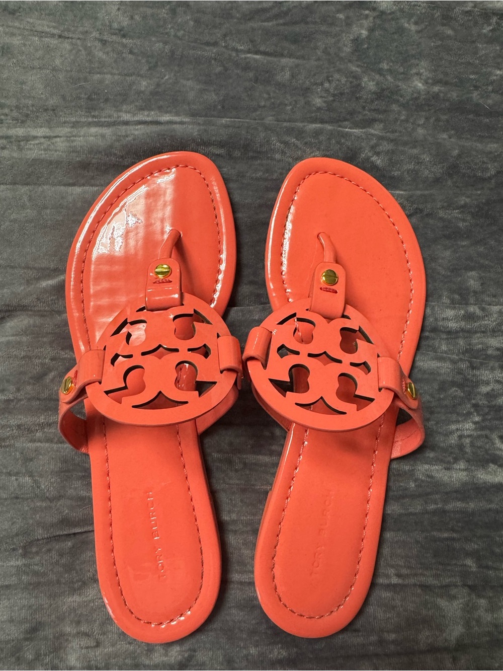Tory Burch Coral Logo Cutout Thong Sandals